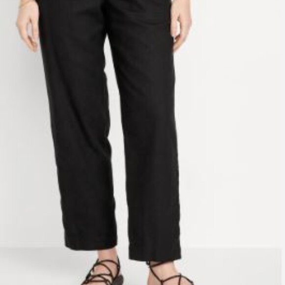 High Waist Pull On Linen Ankle Pants XL - Picture 1 of 7